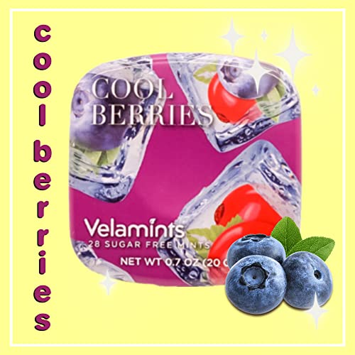 Velamints Sugar Free Mints Expressions - Aspartame-Free Sweetened with Stevia, 20 Gram (Pack of 6) (Cool Berries)