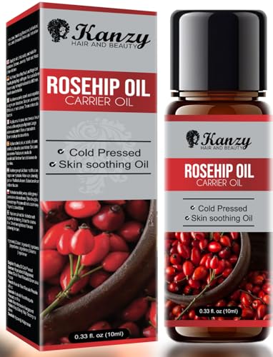 Kanzy Aceite de Rosa Mosqueta 10ml – Aceite Prensado en Frío y Ligero para Piel, Cabello, Uñas y Cuerpo