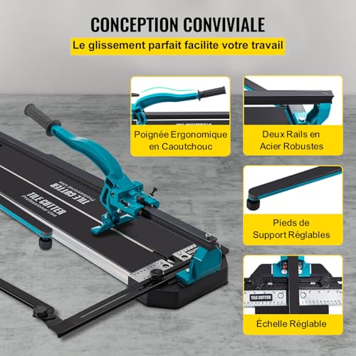 Image of VEVOR 48 Inch Tile Cutter, Single Rail Double Brackets Manual Cutter Tool