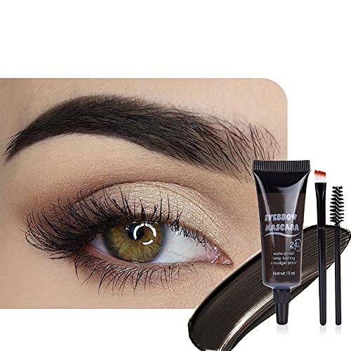 Tinted Thickening Eyebrow Mascara with Two Eyebrow Brushes,Brow Fast Sculpt,Waterproof,Transfer-proof,Eyebrow Tinting Kit- Cruelty Free - Light Medium Brown (2 Pack) (04 Black)