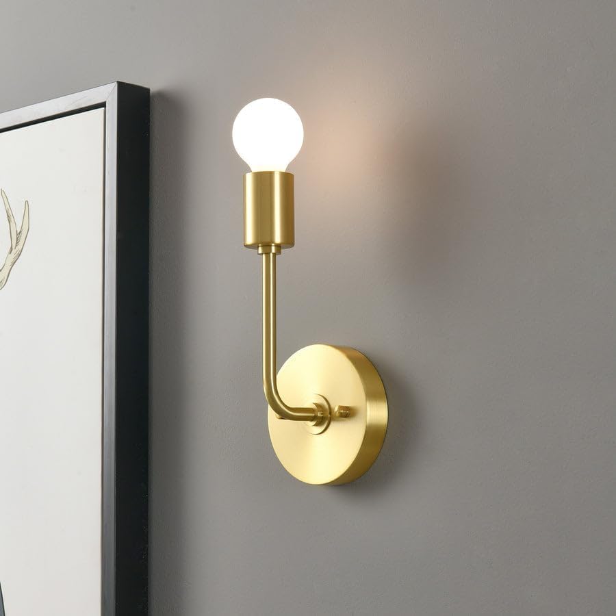 WAW 1 Light Gold Wall Sconce Brass Wall Lamp Modern Vanity Industrial Light, Bathroom Fixture (Long Wall Point) (Bright Gold)