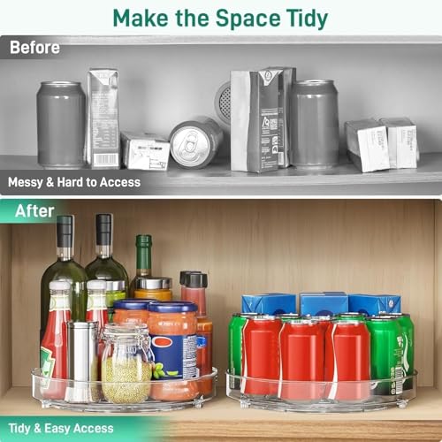 Image of Transparent Rotating Rack - 360 Turntable Organizer Tray for Kitchen, Pantry, Bathroom, Makeup & Fridge | Clear Lazy Susan for Spices, Condiments & Skincare Storage (U-2)