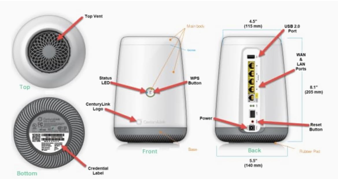 C4000LZ xDSL Gigabit 802.11a/b/g/n/ac WiFi Modem Router Compatible with Centurylink (Renewed)
