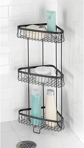 Miniatura 2 de mDesign Hyde Collection - Estante de baño de metal, almacenamiento vertical independiente para organizar y almacenar toallas de mano, loción