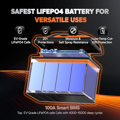 Image of Litime 12V 100Ah Trolling Motor LiFePO4 Battery (Group 31), 12 Volt Lithium Battery Bluetooth with Low Temp Protection, Max. 15000 Deep Cycles, Built-in 100A BMS for Marine, Boat, Yacht, 2Pack
