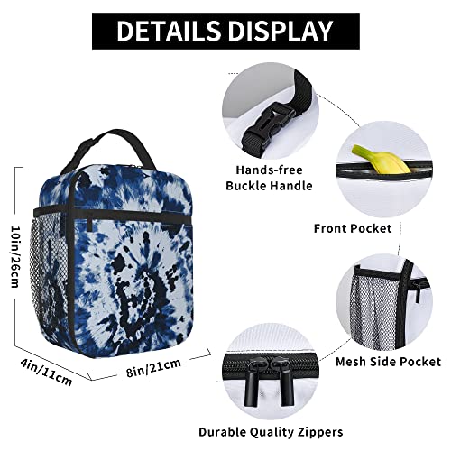 Blue Tie Dye Lunch Bags For Men Women Boys Girls Reusable Tote Lunch Bags For Office Work School Picnic Camping Thermal Insulation And Cold Preservation #TOP5
