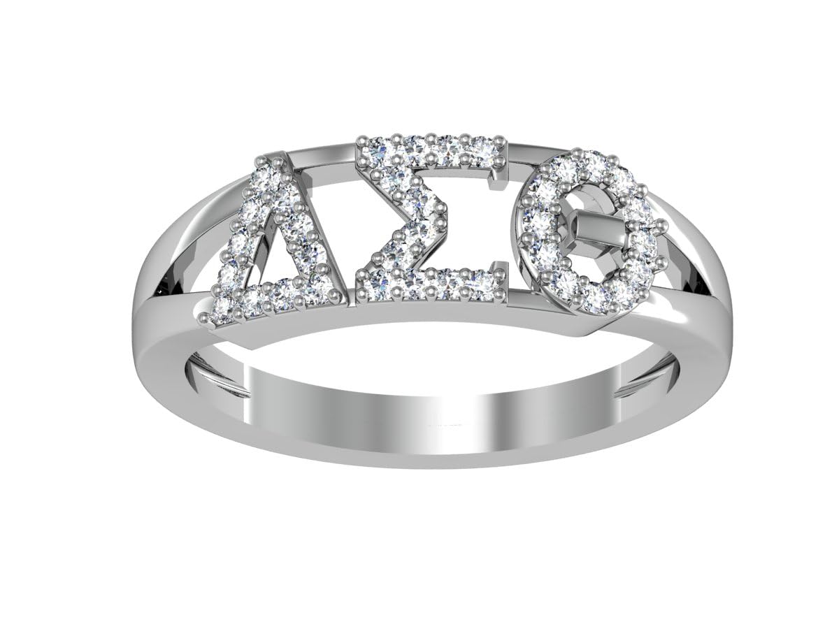 King Greek DELTA SIGMA THETA STERLING SILVER HORIZONTAL RING DST-R001