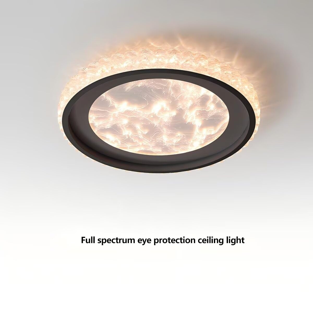 Plafon LED Techo Moderna, φ-60cm Redondo Luz de Techo Pantalla de Lámpara Acrílico, Protección Ocular de Espectro Completo Dimmable Negro Plafones para Dormitorio Cocina Salon Baño Pasillo