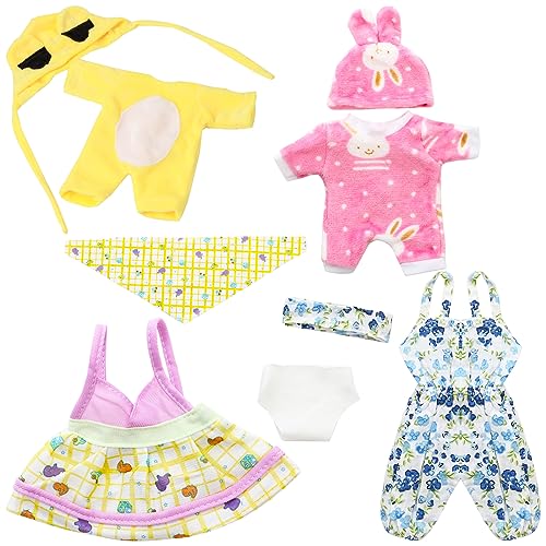 SOTOGO 4 Sets Baby Doll Clothes Outfits Jumpsuits with 4 Hats Girl Dolls Clothes and Accessories for 10 11 Inch Baby Doll