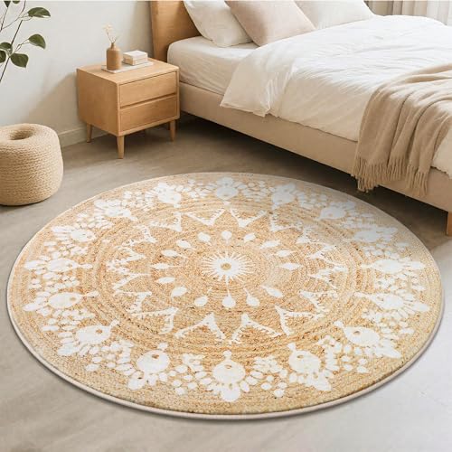 Tapete decorativo redondo con diseño de yute sintético 5ft miniatura 4