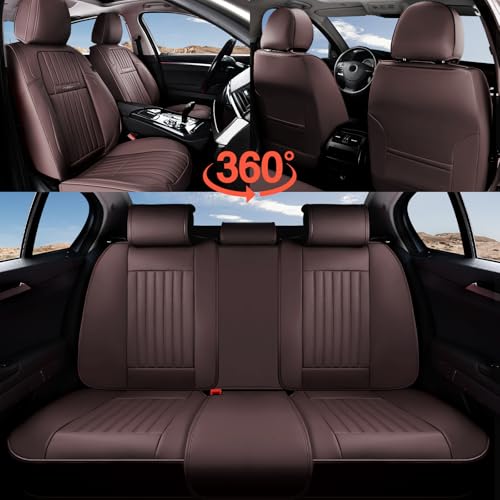 Coverado Car Seat Covers Full Set, Seat Covers for Cars, Car Seat Cover, Car Seat Protector, Leather Car Seat Cushion, Waterproof Car Seat Covers Front Seats and Back Fit for Most Cars(Coffee) by Coverado - Used condition - Image 8