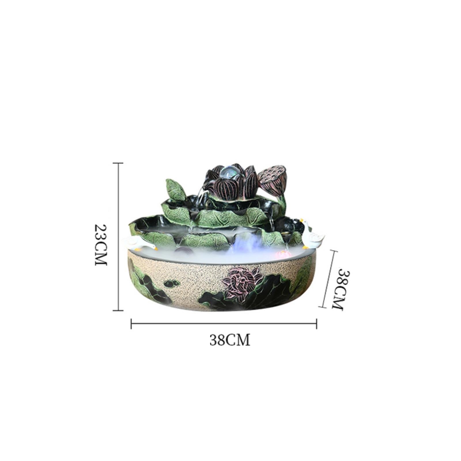 Fuente De Cascada para Interiores, Fuente De Agua De Sobremesa con Loto Chino Y Adornos Fluidos.
