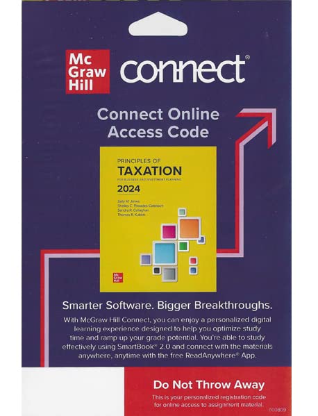 Connect Access Code Card for Principles of Taxation for