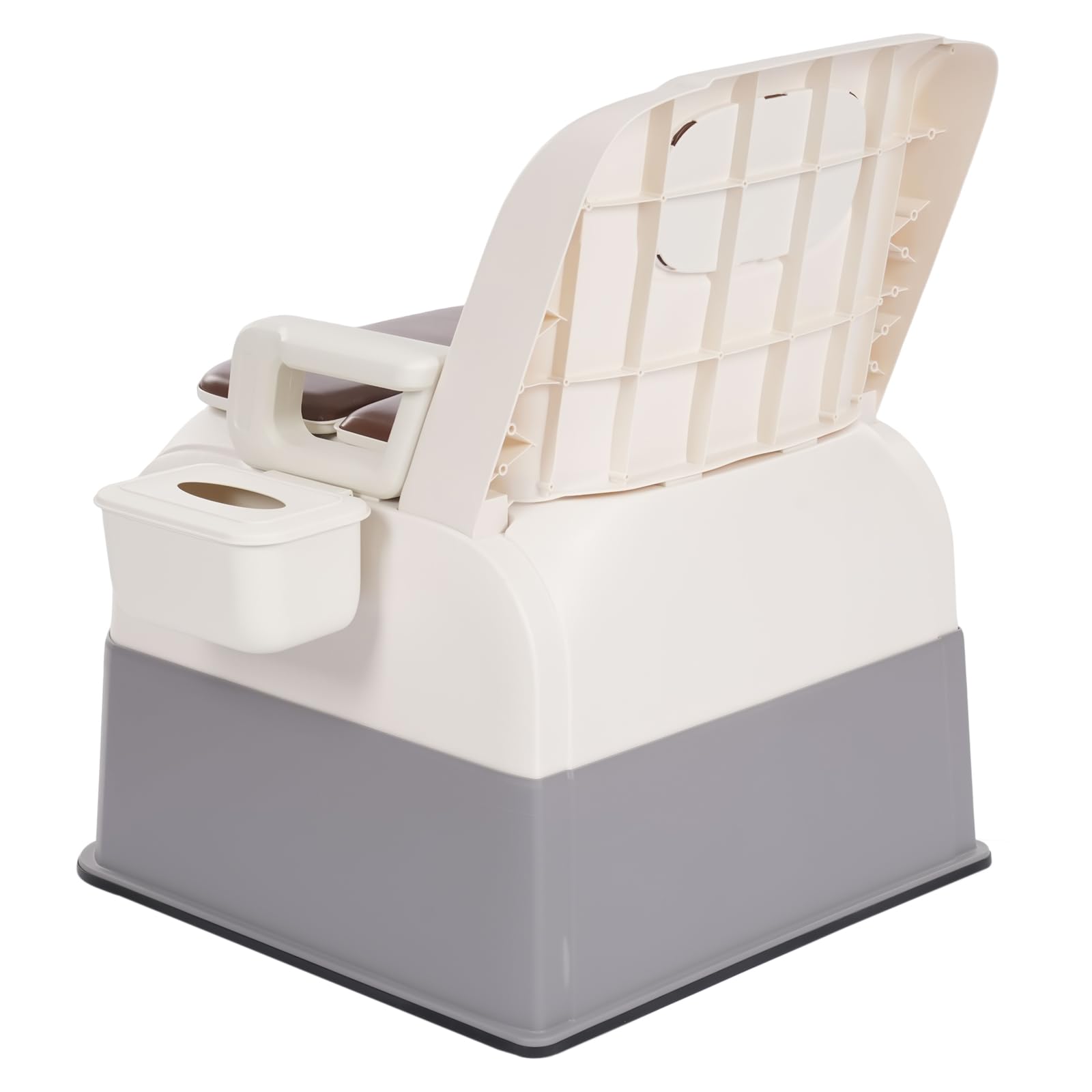 Bedside Commode, Bedside Toilet Load Capacity up to 220LBS, Dual Lids for Effective Odor Barrier, Bedside Toilet for Senior, Value Set Includes Bucket, Toilet Paper, Trash Bag and Brush.