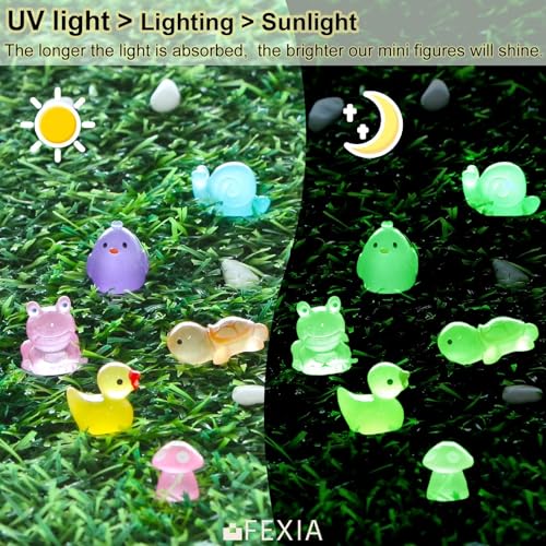 Image of FEXIA 100 Pcs Mini Resin Ducks 6 Types Bulk to Hide Luminous Mini Resin Animals Glow in The Dark for DIY Garden Combination Sets for Micro Landscape Aquarium Party Decor