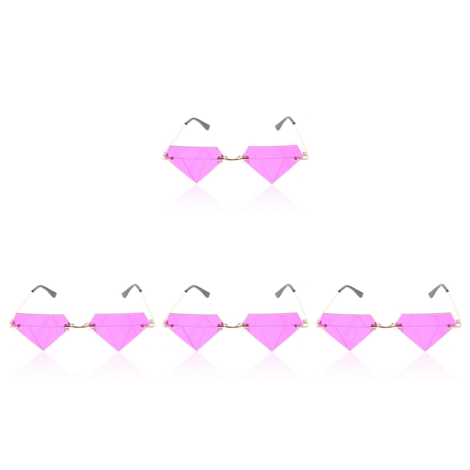 5 paia di occhiali a forma di diamante divertenti Occhiali da sole senza montatura Occhiali da sole senza montatura Occhiali da sole flettenti Occhiali da sole divertenti da donna Occhiali