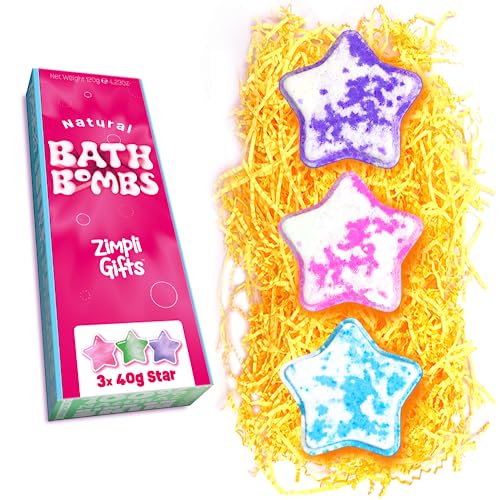 3 x Set de regalo de bombas de baño de Zimpli Gifts, lujosas bombas de baño efervescentes para regalo de amigo invisible, Navidad, cumpleaños, rellenar medias para mujeres y adolescentes