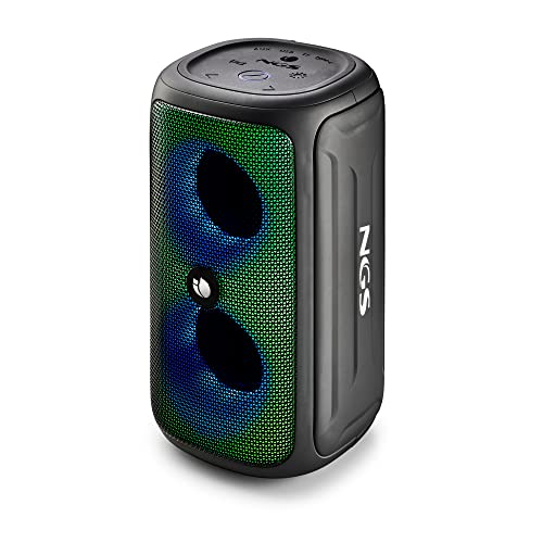 NGS Roller Beast Black - Altavoz Portátil Potente de 32w Compatible con Tecnología Bluetooth 5.0 y TWA, Luces RGB, Resistente al Agua y al Polvo ipx5, Micrófono, Manos Libres, hasta 40 h, Negro.