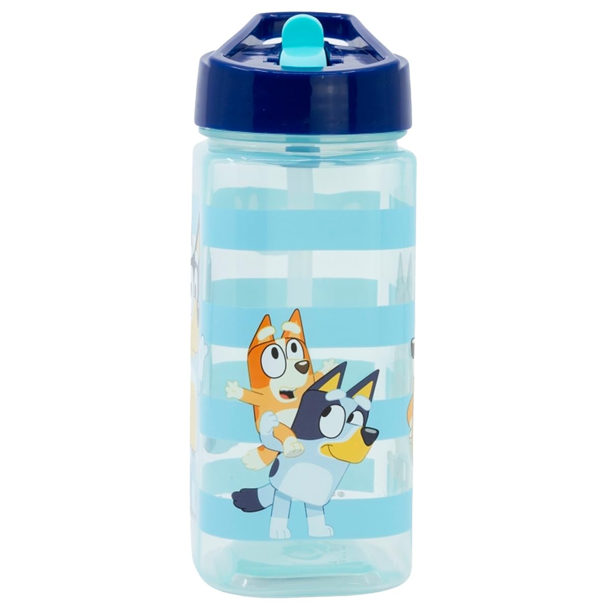 ms móvil shop Square Bottle 510ml Bluey and Bingo Cool Day with Built-in Straw | Official Ludo BBC Studios Product