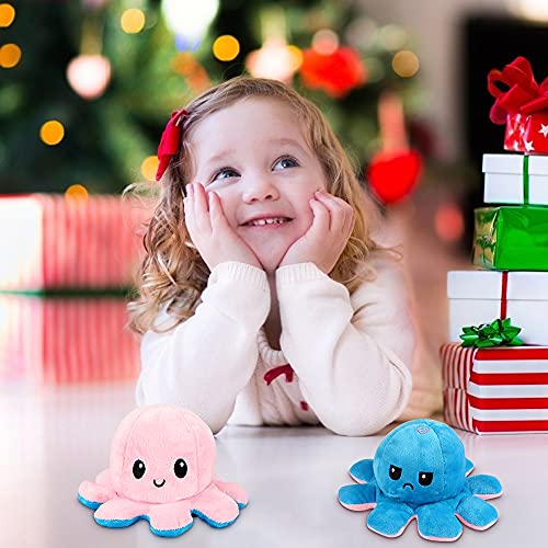 Zaloife Octopus Plüschtiere, Wende Oktopus, Tintenfisch Kuscheltier, Doppelseitiges Flip Plüschtier, Geburtstag Dekorationen Stofftier Geschenk für Kinder Mädchen Jungen Freunde
