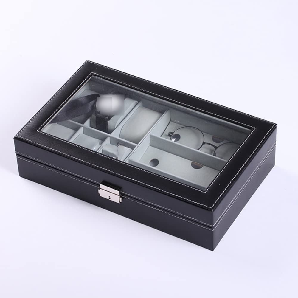 XBTGS Aufbewahrungsbox mit mehreren Fächern, für Uhren, Brillen, Schmuck, Armbänder, Präsentationshalter