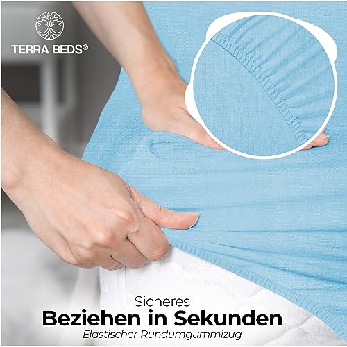 Terra Beds Jersey Spannbettlaken 140x200cm Baumwolle für Matratzen bis 25cm – Ansicht 5