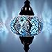 10 Variation Mosland Home Turkish Lamp Mosaic Table Lamps | Turkish Moroccan Lamp with Bronze Base | Handmade Tiffany Night Lamp | Mosaic Glass Bedside Night Lamp with Led Bulb (Blue)