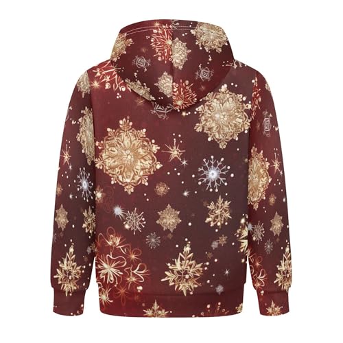 Kids Hoodies Sweaters Christmas Xmas Snowflake Hooded Sweatshirts with Big Pockets for Boys Girls B04003812