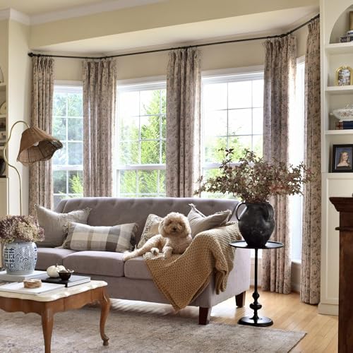 Image of TWOPAGES Sarale Series Print Curtain Light Filtering Linen Blend Customized Curtain Drapery, Single Panel
