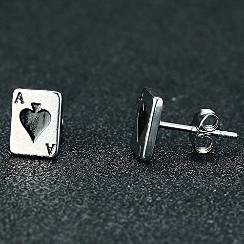 Stainless Steel Ace Spade Gambling Casino Biker Cockail Party Stud Earrings4