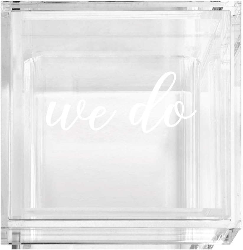 Andaz Press Personalized Acrylic Wedding Ring Box, 2 Ring Slot, We Do Design, Ring Box Display for Wedding, Ring Bearer, Proposal, Wedding Bands, Photographer, Keepsake, 1-Pack
