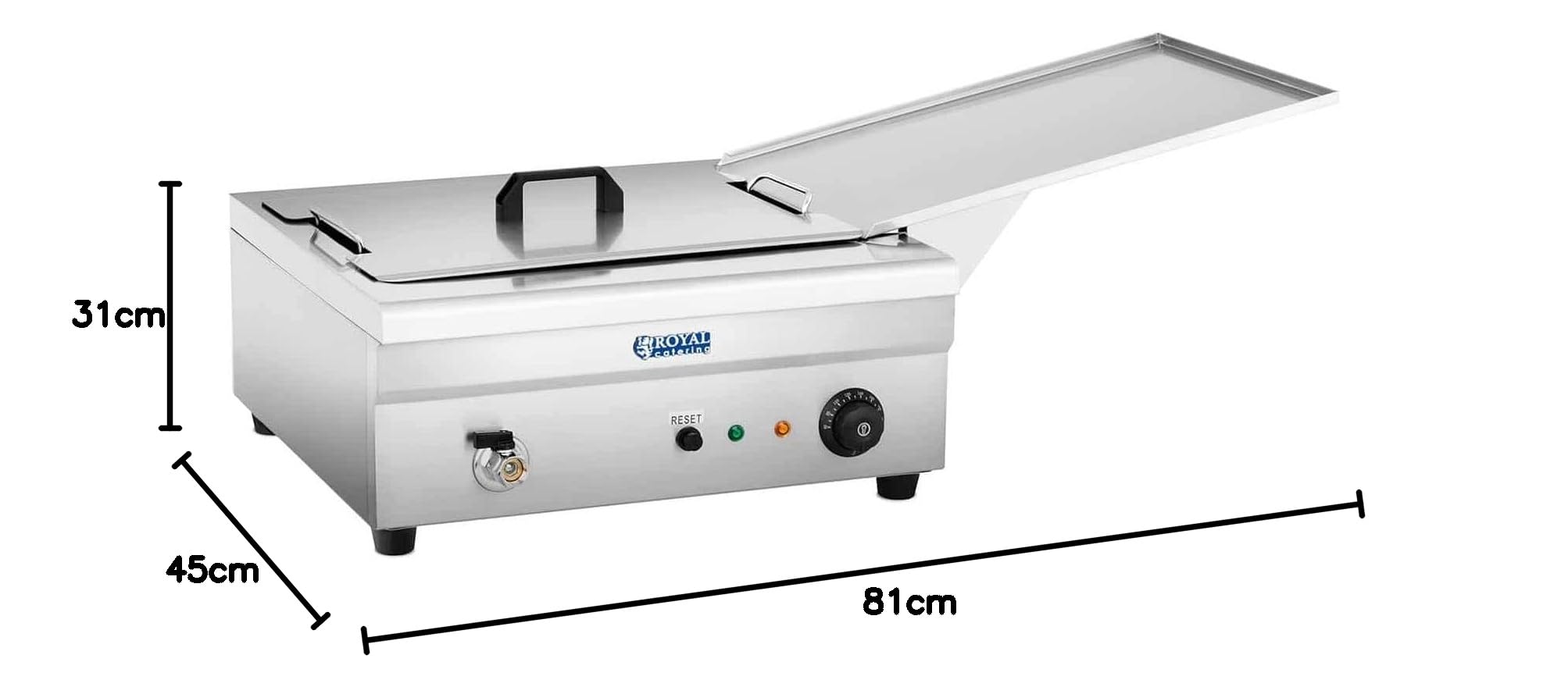 Royal Catering Friggitrice per Pasticceria Friggitrice Elettrica RCBG-18STHB (Zona Fredda, 3.200 W, 18 L, Acciaio inox)
