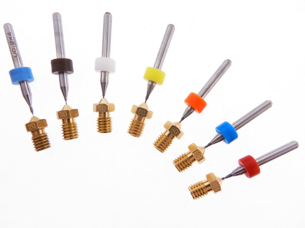 Daewon Industries 3D Printer Kit J-Head Clogged Extruder Nozzle V6 & V5 (2each) .2mm .3mm .4mm (1 each) .5mm .6mm .8mm 1.0mm bits + nozzles .2 .3 .4 .5 .6 .8 1.0mm E-3D nozzles 1.75mm filament ABS PLA