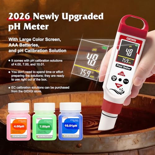 Image of Digital Chlorine Tester for Pool, pH Test kit & Salinity ORP Meter