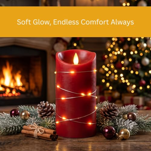 Image of LTETTES Paraffin Wax Real Wax Flameless Electric Candles with Flickering Faux Wick Battery Powered with Multifunctional Remote Controller, Birthday|Gifting| Restaurants - RED - Set of 2 (H6 xD3, LED)