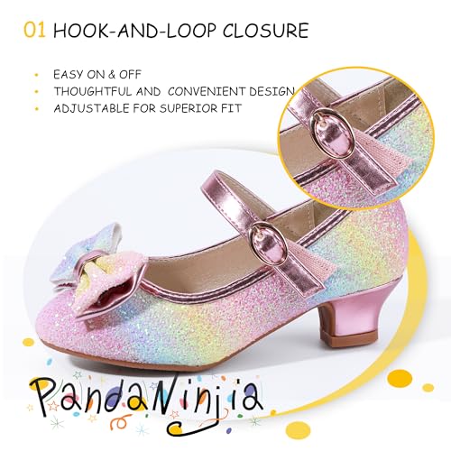 Image of PANDNAINJIA Girls Dress Shoes Toddler Heels Mary Jane Pumps