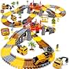 EagleStone Construction Track Set for Kids,206 PCS Flexible Race Tracks with 1 Electric Train,Excavator,Dump Truck, Cement Mixer, DIY Railway Toy Playset for Boys & Girls Ages 3-8 Gifts