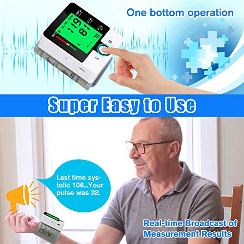 Atrilly Blood Pressure Monitor, Wrist Blood Pressure Machine Cuff, Talking Function, 2X90 Memory, Automatic Digital Bp Monitor for Home Personal Use