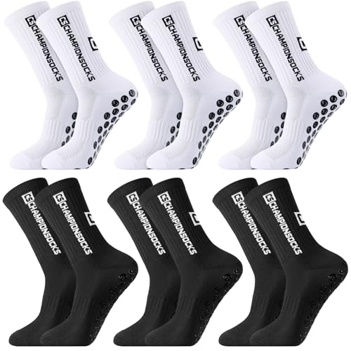 Utensilsto 6 Paare Fußball Socken Sportsocken 40-44 Anti Rutsch Grip Fussball Socken für Herren Damen
