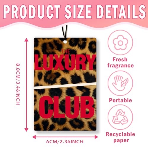 Image of Trendy Retro Leopard Car Air Freshener 4Pcs, Fashion Cheetah Luxury Club Preppy Air Freshener for Car Interior Closet Drawer Books, Home Sweet Home Girly Car Mirror Decor Hanging