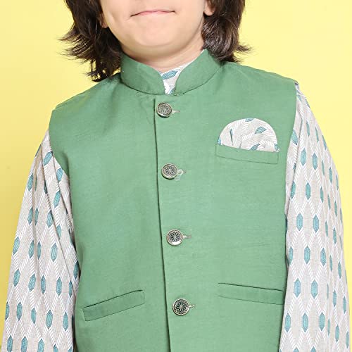 Image of AJ DEZINES Kids Cotton Kurta Trouser With Waistcoat Set For Boys