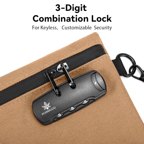 Image of KOSMCCO Money Bag with Lock, 11.8 x 7.9 Inches Durable Canvas Cash Bag Bank Bag for Cash