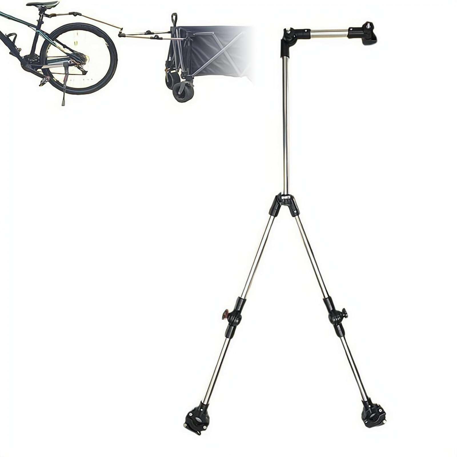Aluminum Bike Trailer Hitch Folding Bicycle Trailer Connector Tow Bar for Camping Cart Portable Accessories Connecting Rod with Aluminum Clamps for Mountain Bikes Scooters Pet Carts Garden Carts