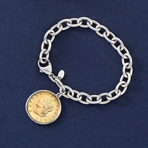 Ross-Simons Italian Genuine 20-Lira Coin Charm Bracelet in Sterling Silver 6