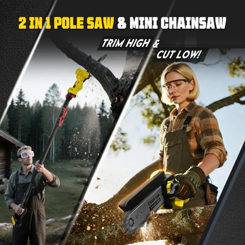 Image of 2-in-1 Electric Pole Saw for Tree Trimming,1200W Brushless 6 Inch