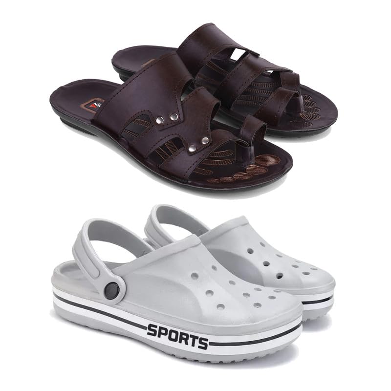 Mens Rover Lightweight Comfortable| Slides|Clogs| Sandals with Adjustable Back Strap for Men Combo(AJ)-3125-3067-8 White-7307 (B0D9QV1XDX) Amazon Price History, Amazon Price Tracker