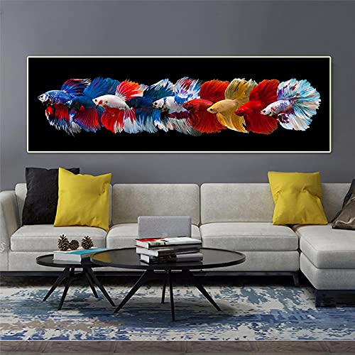 Toile moderne de poisson rouge style chinois pour habiller un grand mur vide