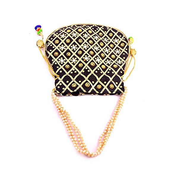 Rajeraj Silk Women's/Girls Ethnic Rajasthani Mirror Potli Bag - Image 4