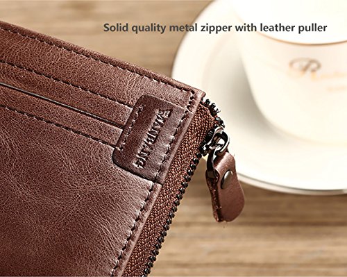 Men's Wallet, Genuine Cowhide Leather Wallet With Zipper Coin Pocket for Men3