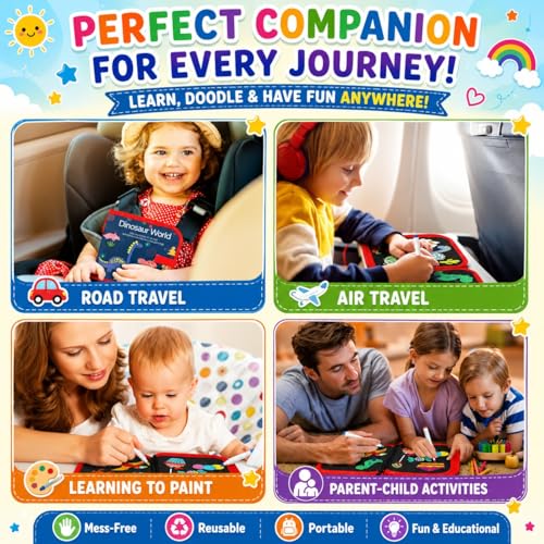 Image of Kaidaa Reusable Toddlers & Preschoolers Activity Book for (3-8 Yrs Kids) | Reusable Drawing & Writing Book | 14 Pages | 12 Washable Markers + 2 Wet Wipes